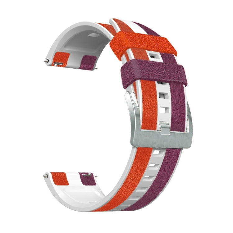22mm Silicone + Leather Tri-color Watch Band