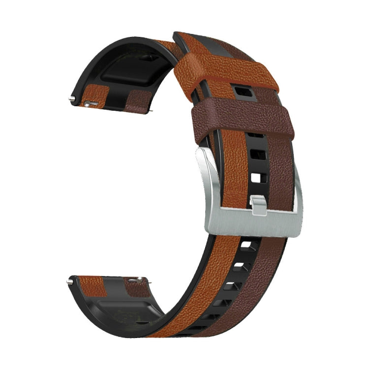 22mm Silicone + Leather Tri-color Watch Band