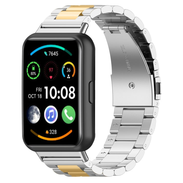 For Huawei Watch Fit 2 Three-bead Metal Stainless Steel Watch Band