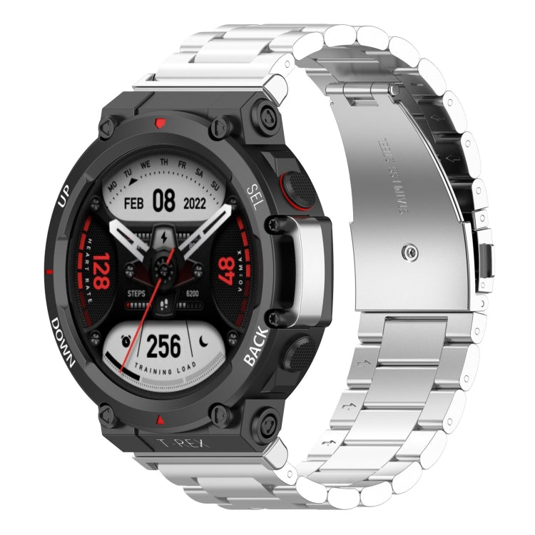 For Huami Amazfit T-Rex 2 Three Strains Steel Watch Band