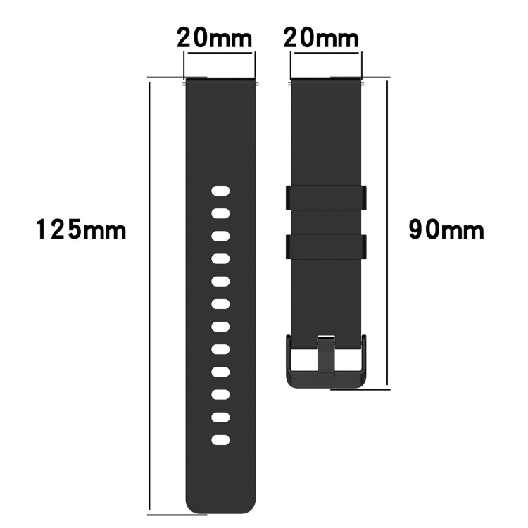 20mm Step Silicone Strap Stainless Steel Black Buckle