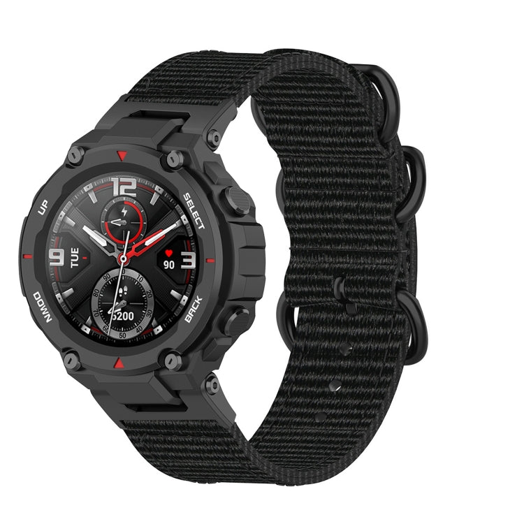 Three-ring Black Buckle Nylon Watch Band