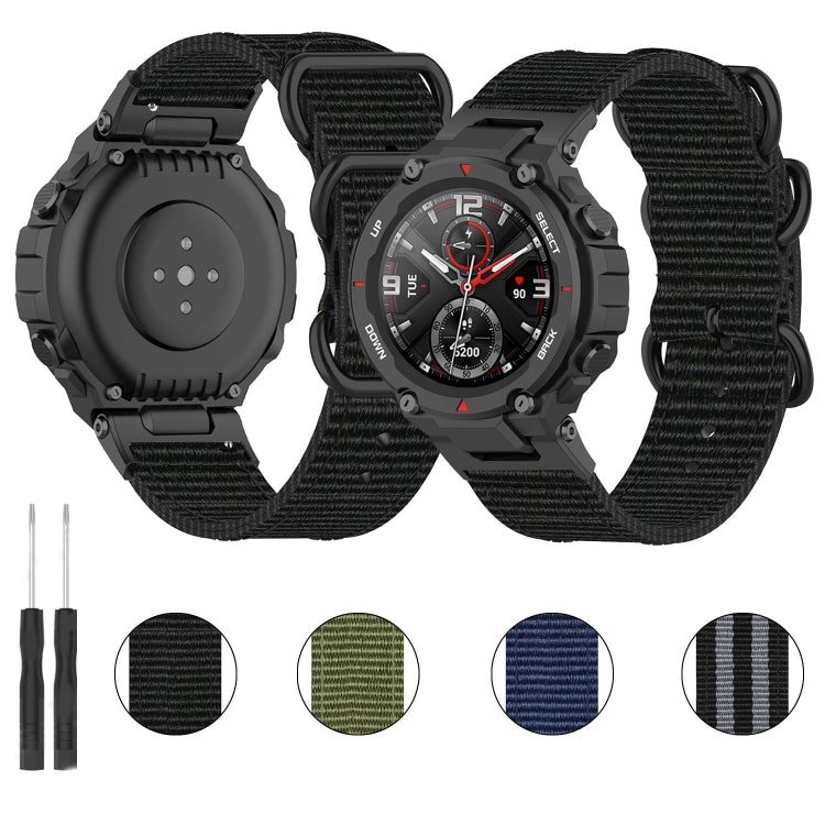Three-ring Black Buckle Nylon Watch Band