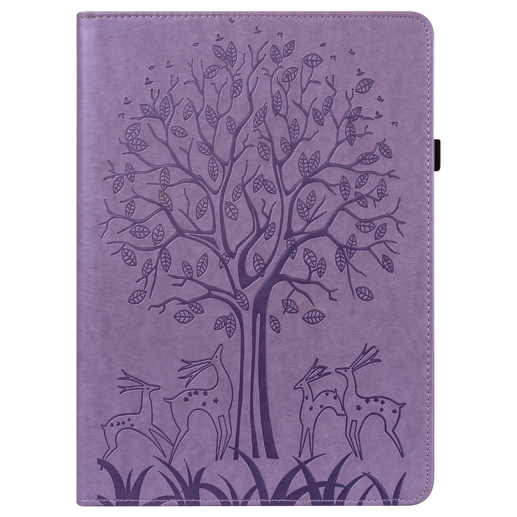 Tree & Deer Pattern Pressed Printing Leather Tablet Case