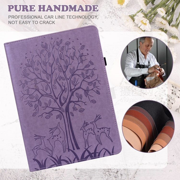 Tree & Deer Pattern Pressed Printing Leather Tablet Case