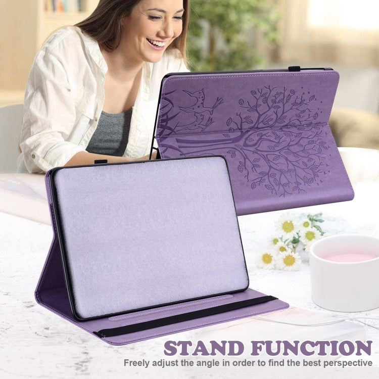 Tree & Deer Pattern Pressed Printing Leather Tablet Case