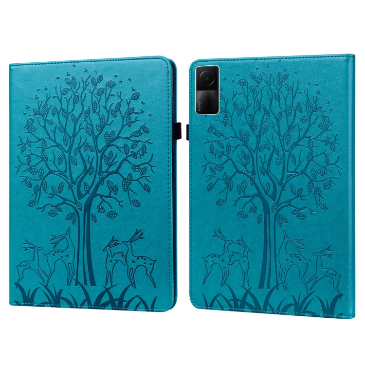Tree & Deer Pattern Pressed Printing Leather Tablet Case