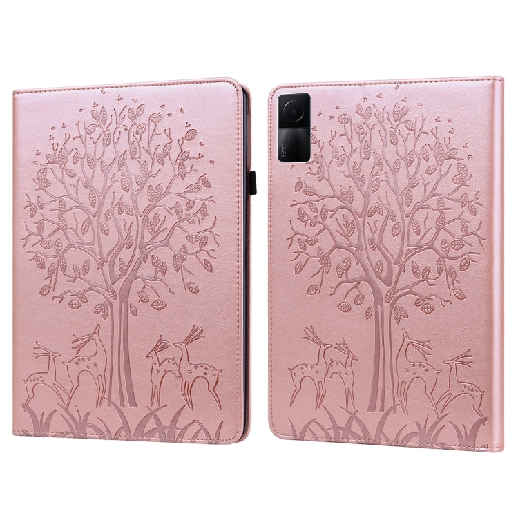Tree & Deer Pattern Pressed Printing Leather Tablet Case