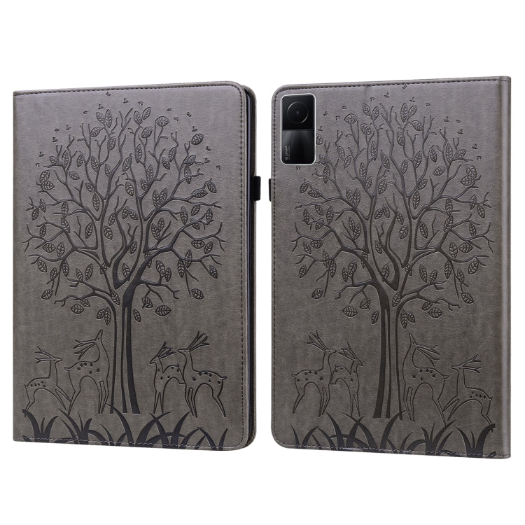 Tree & Deer Pattern Pressed Printing Leather Tablet Case