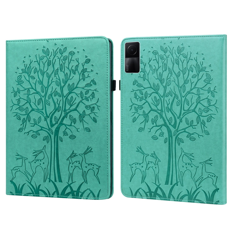 Tree & Deer Pattern Pressed Printing Leather Tablet Case
