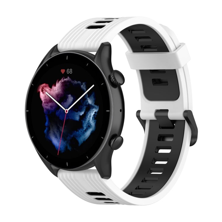 22mm Stripe Two-color Silicone Stainless Steel Buckle Watch Band