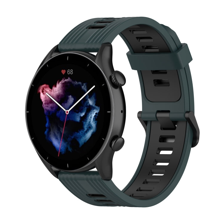 22mm Stripe Two-color Silicone Stainless Steel Buckle Watch Band