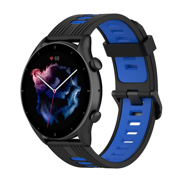 22mm Stripe Two-color Silicone Stainless Steel Buckle Watch Band