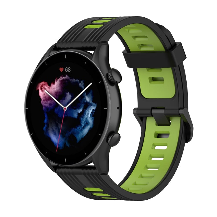 22mm Stripe Two-color Silicone Stainless Steel Buckle Watch Band
