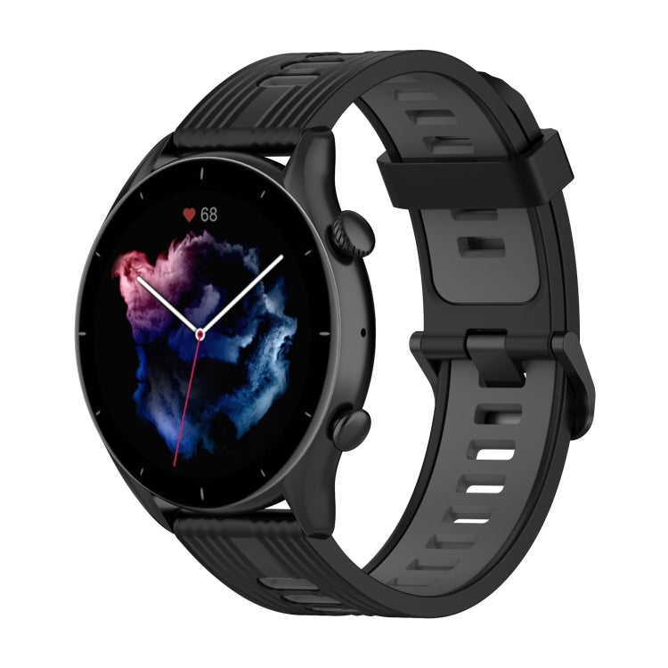 22mm Stripe Two-color Silicone Stainless Steel Buckle Watch Band