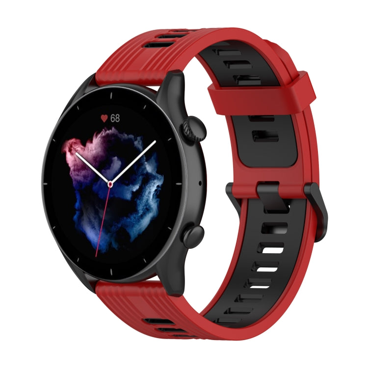 22mm Stripe Two-color Silicone Stainless Steel Buckle Watch Band