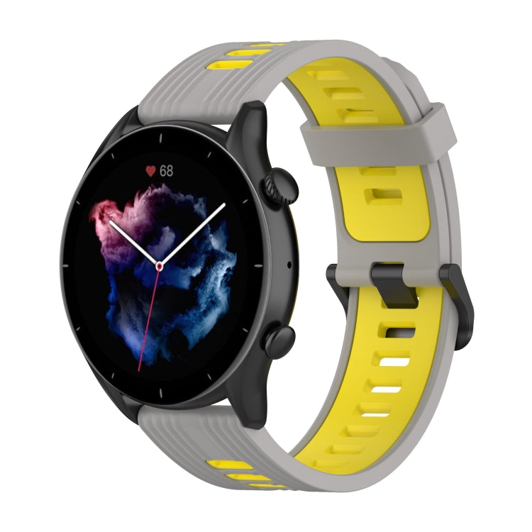 22mm Stripe Two-color Silicone Stainless Steel Buckle Watch Band