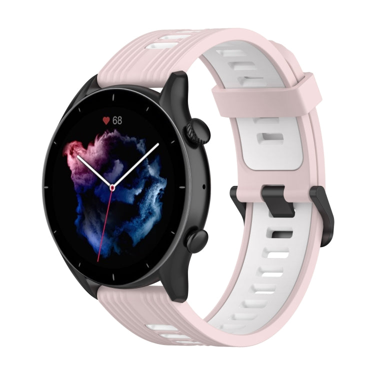 22mm Stripe Two-color Silicone Stainless Steel Buckle Watch Band