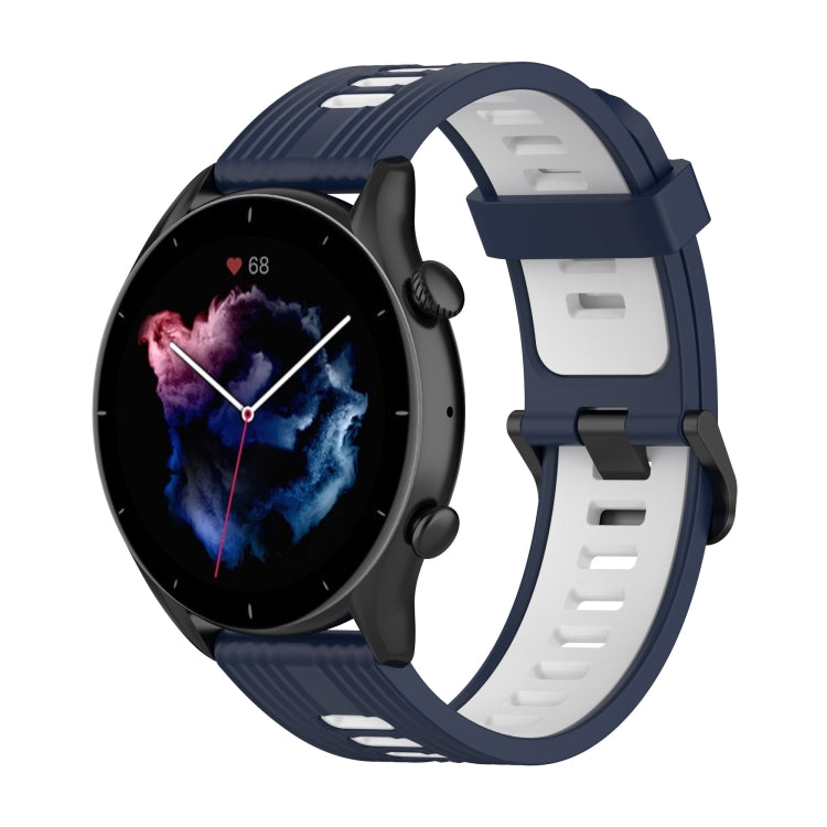 22mm Stripe Two-color Silicone Stainless Steel Buckle Watch Band