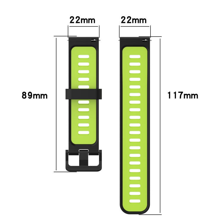 22mm Stripe Two-color Silicone Stainless Steel Buckle Watch Band