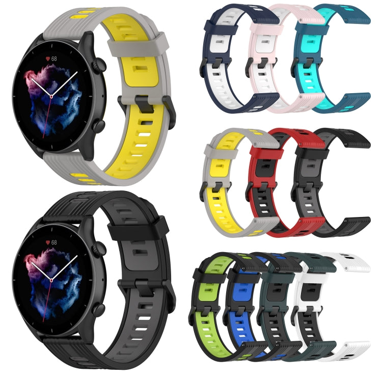 22mm Stripe Two-color Silicone Stainless Steel Buckle Watch Band