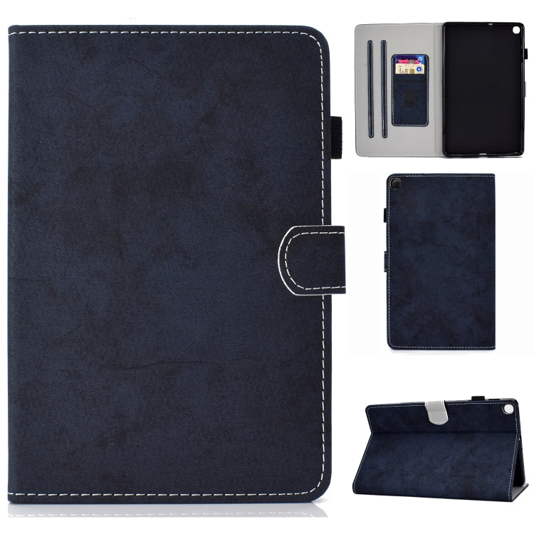 Sewing Thread Horizontal Solid Color Flat Leather Case with Sleep Function & Pen Cover & Anti Skid Strip & Card Slot & Holder
