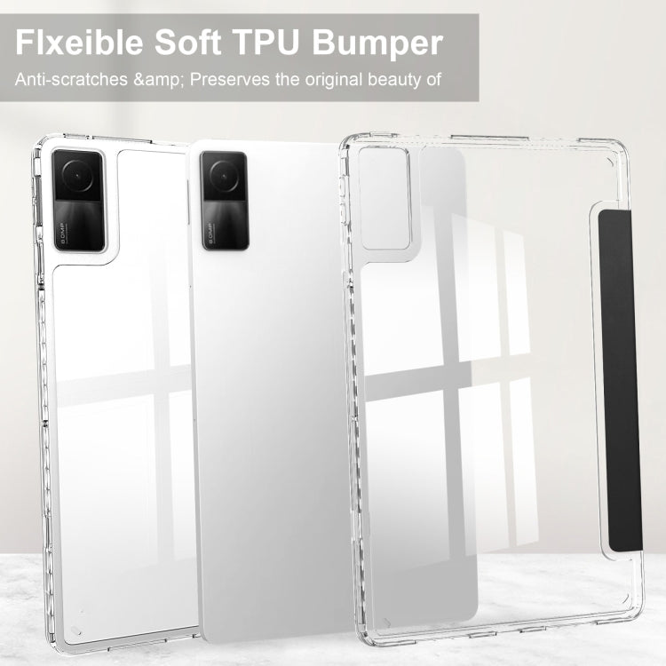 3-Fold Clear Back Cover Leather Smart Tablet Case