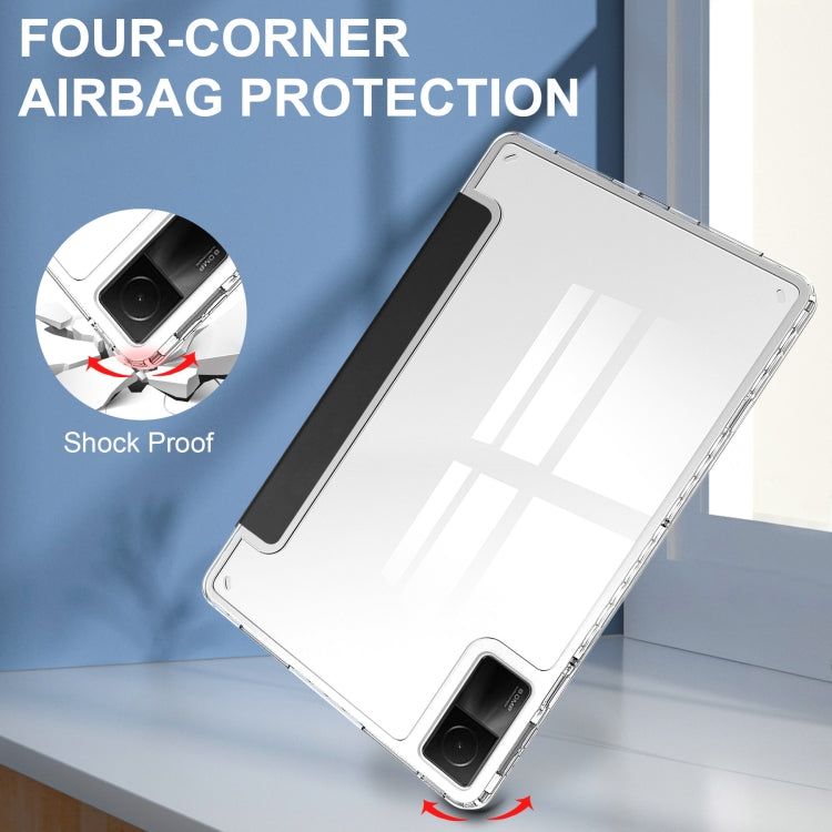 3-Fold Clear Back Cover Leather Smart Tablet Case