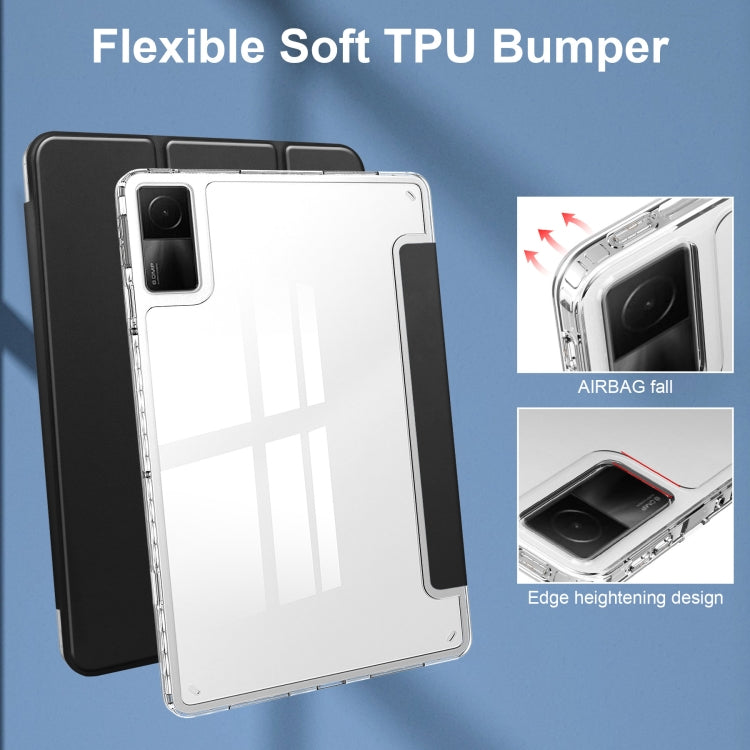 3-Fold Clear Back Cover Leather Smart Tablet Case
