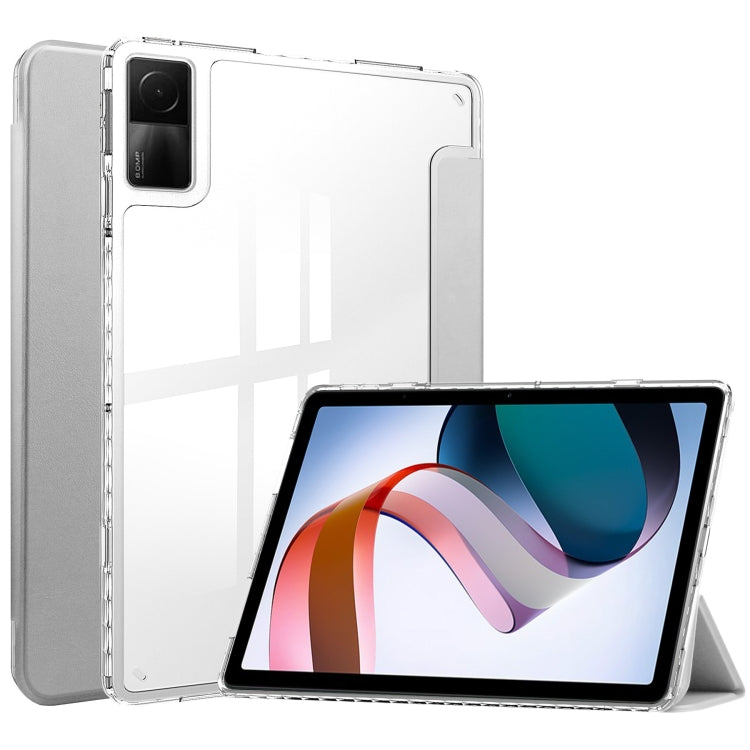 3-Fold Clear Back Cover Leather Smart Tablet Case