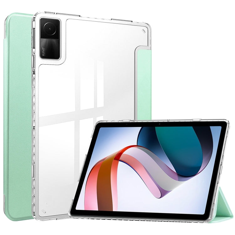 3-Fold Clear Back Cover Leather Smart Tablet Case