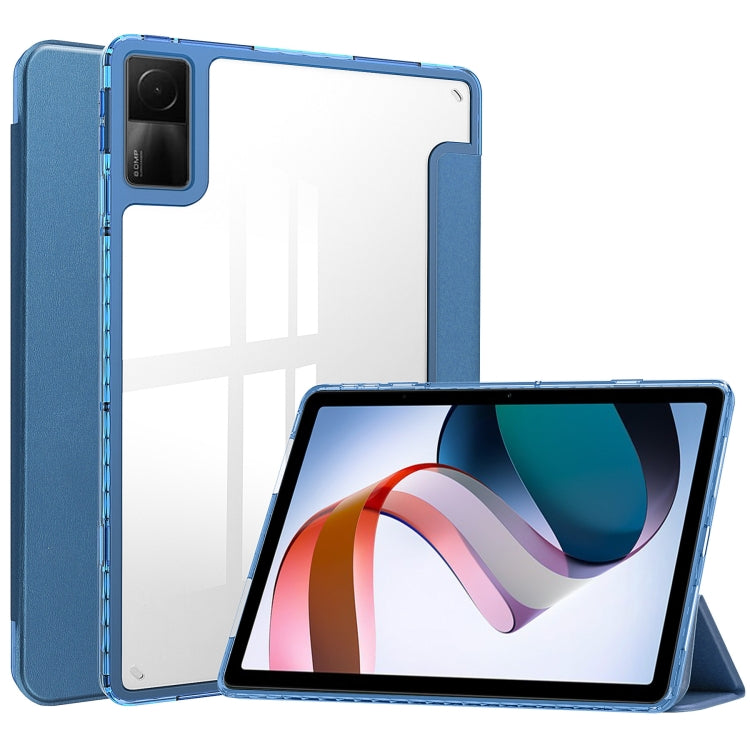 3-Fold Clear Back Cover Leather Smart Tablet Case