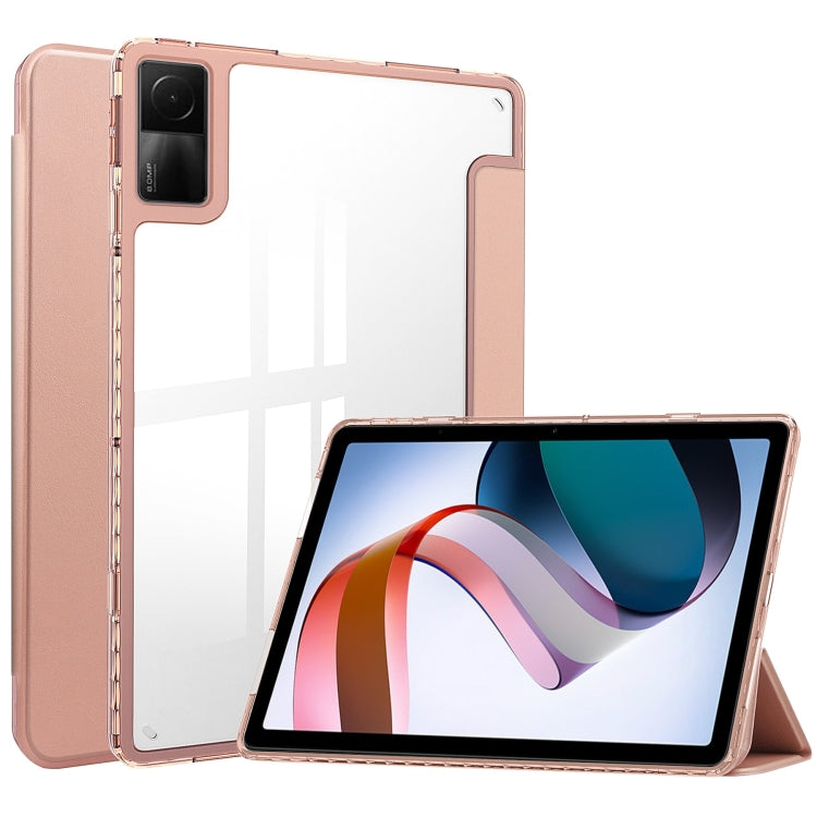 3-Fold Clear Back Cover Leather Smart Tablet Case