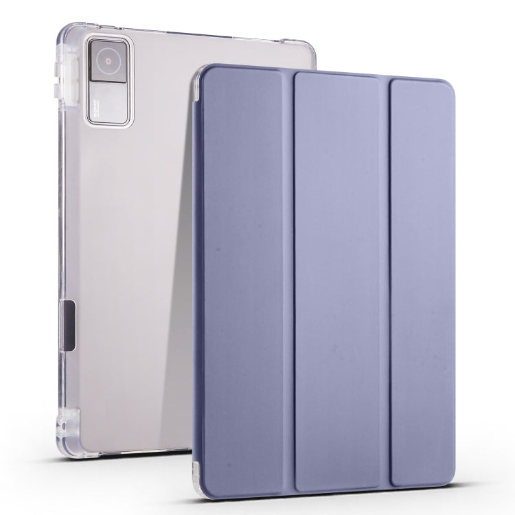 3-folding Transparent TPU Smart Leather Tablet Case with Pen slot