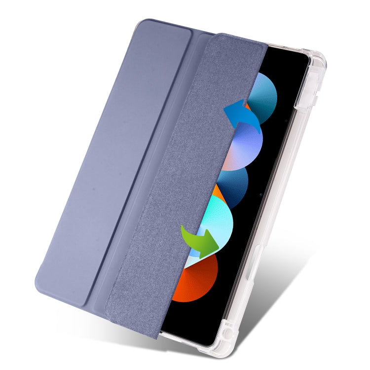 3-folding Transparent TPU Smart Leather Tablet Case with Pen slot