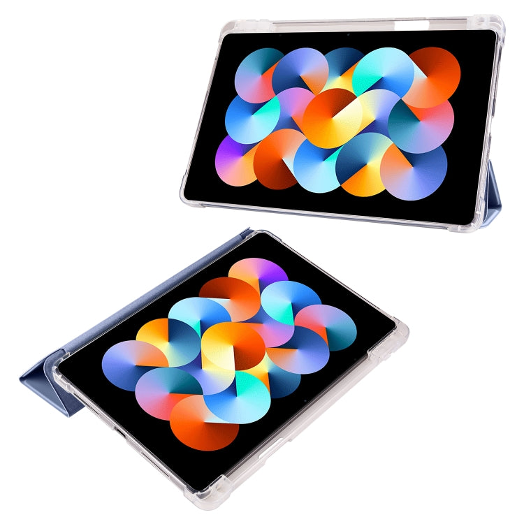 3-folding Transparent TPU Smart Leather Tablet Case with Pen slot