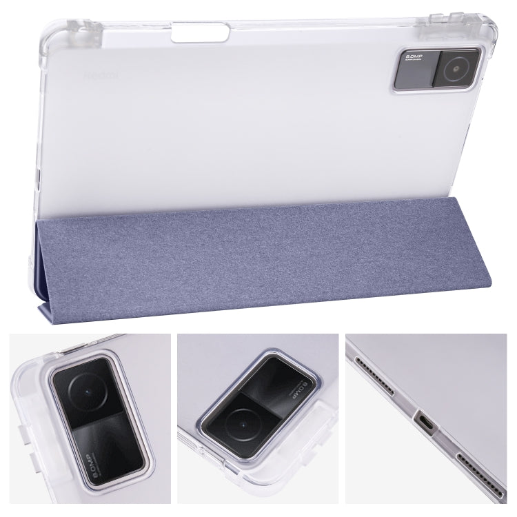 3-folding Transparent TPU Smart Leather Tablet Case with Pen slot