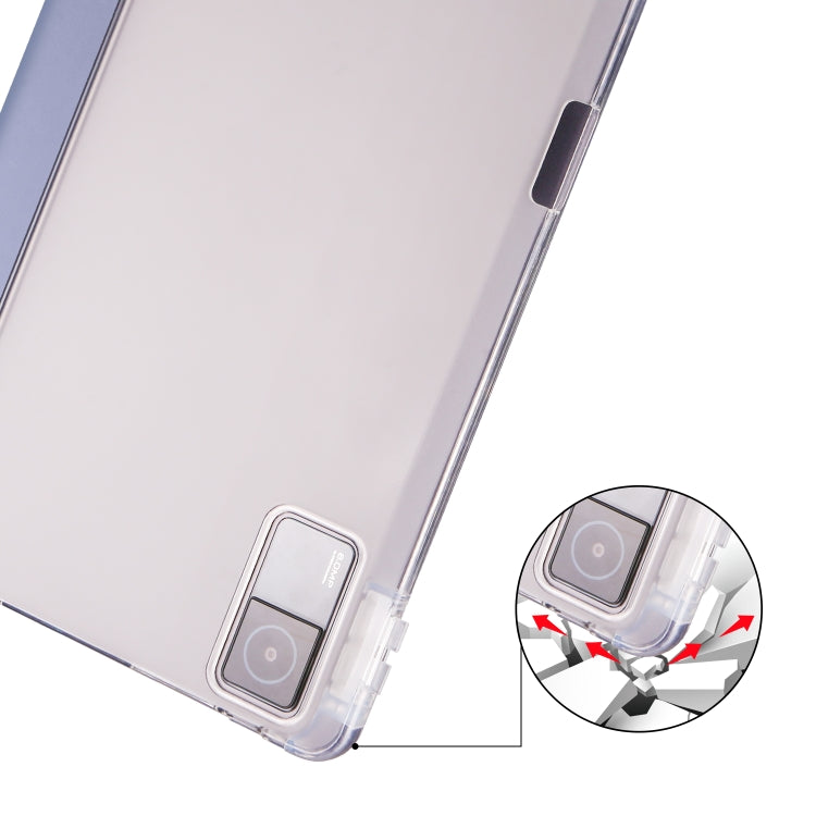 3-folding Transparent TPU Smart Leather Tablet Case with Pen slot
