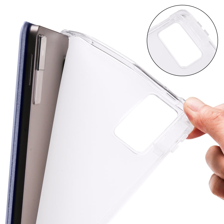 3-folding Transparent TPU Smart Leather Tablet Case with Pen slot