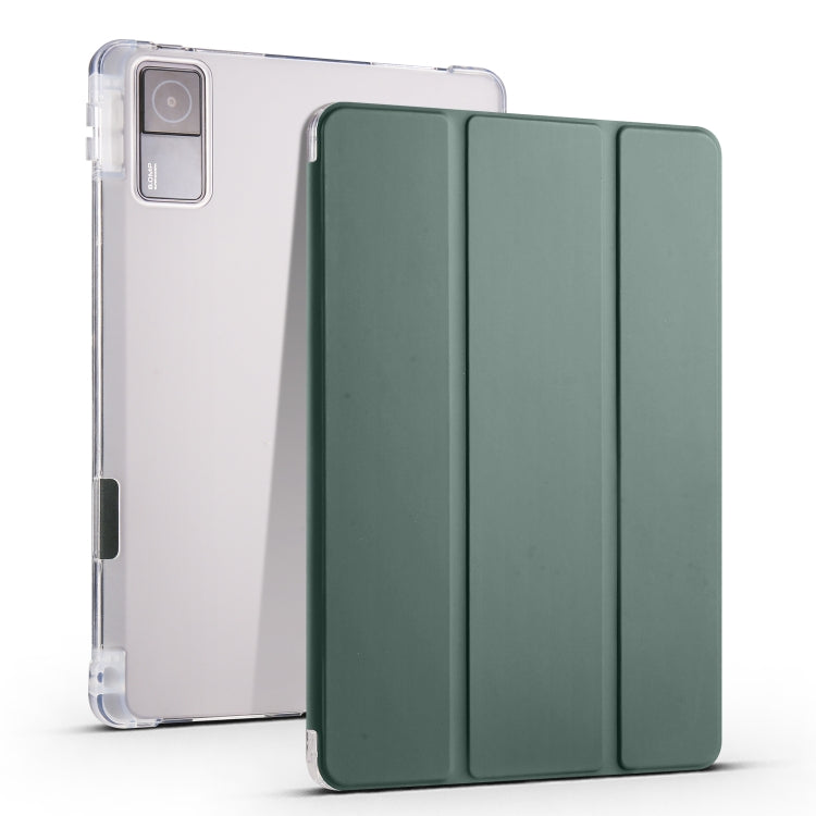 3-folding Transparent TPU Smart Leather Tablet Case with Pen slot