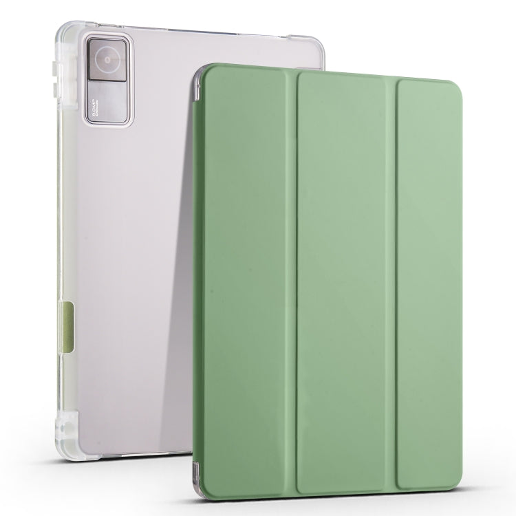 3-folding Transparent TPU Smart Leather Tablet Case with Pen slot