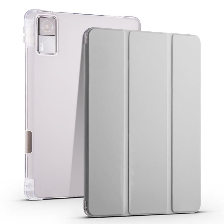 3-folding Transparent TPU Smart Leather Tablet Case with Pen slot