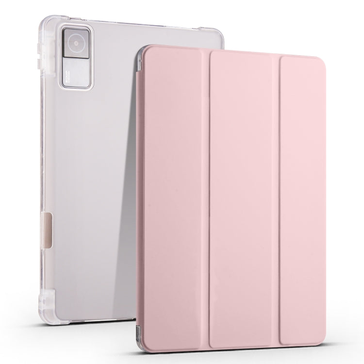 3-folding Transparent TPU Smart Leather Tablet Case with Pen slot