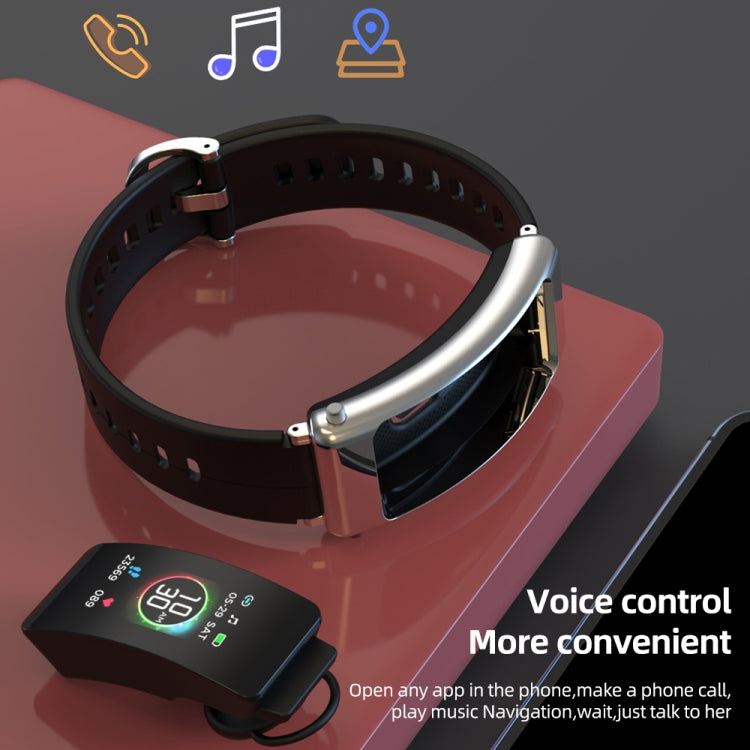 K50+ 0.96 inch Leather Band Earphone Detachable Life Waterproof Smart Watch Support Bluetooth Call