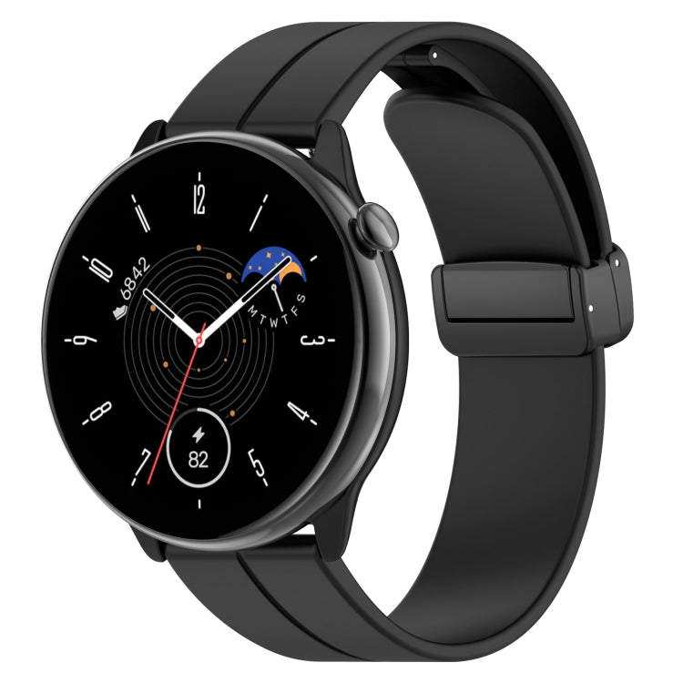 Magnetic Fold Clasp Black Buckle Silicone Watch Band