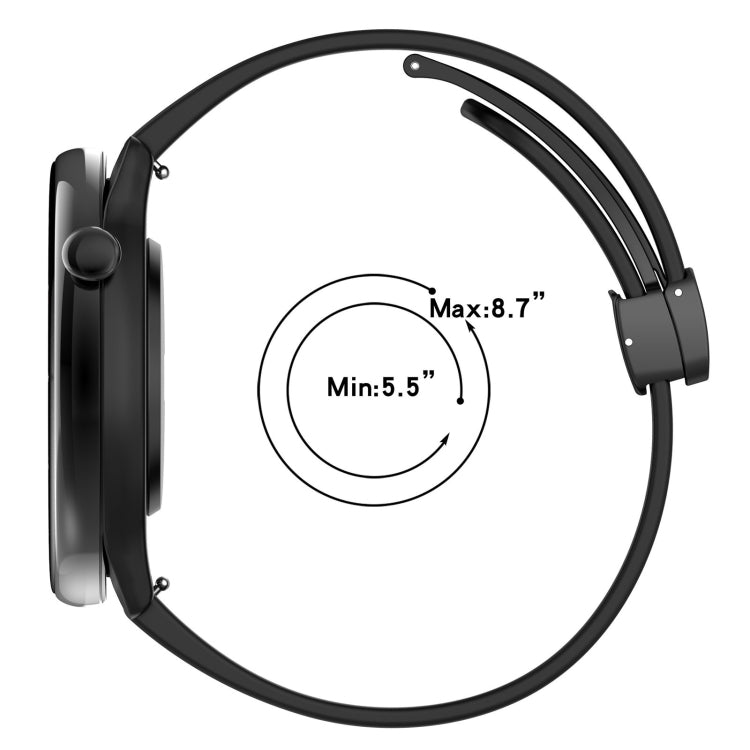 Magnetic Fold Clasp Black Buckle Silicone Watch Band
