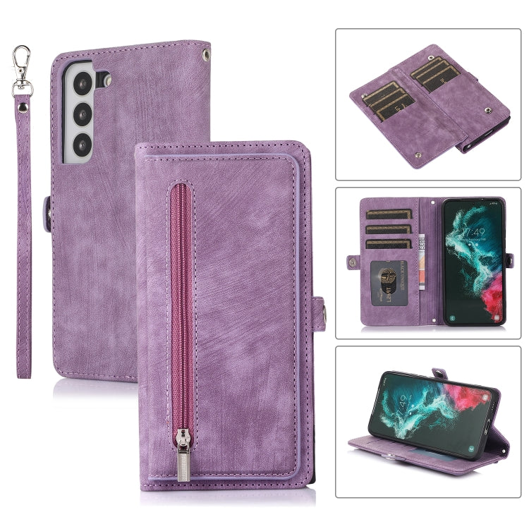 Zipper Card Slot Buckle Wallet Leather Phone Case