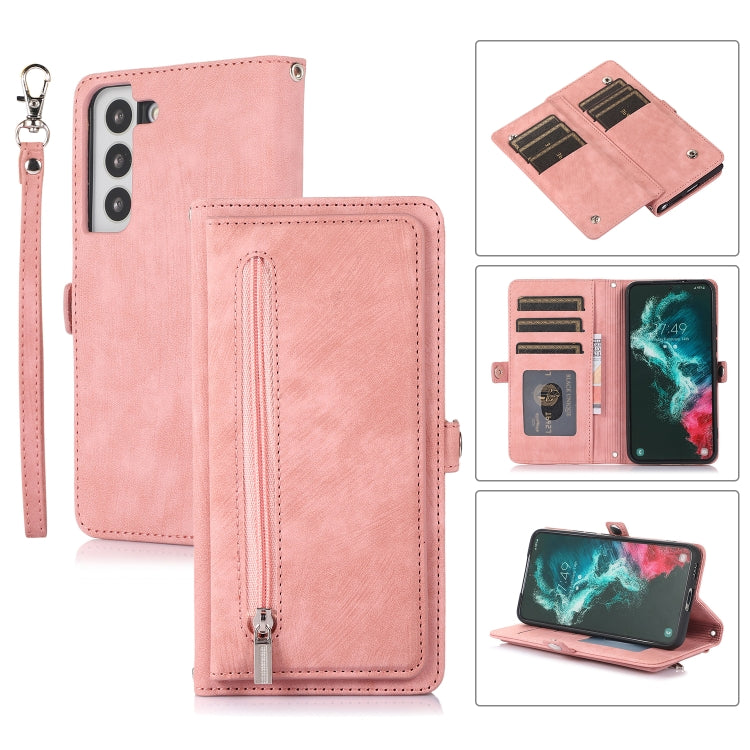 Zipper Card Slot Buckle Wallet Leather Phone Case
