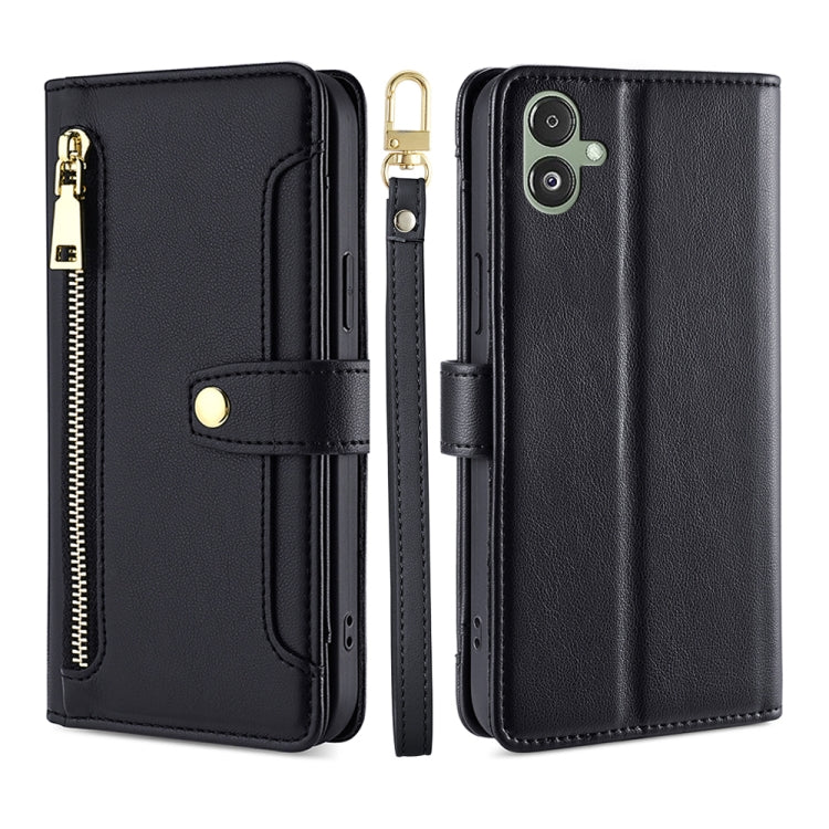 Sheep Texture Cross-body Zipper Wallet Leather Phone Case