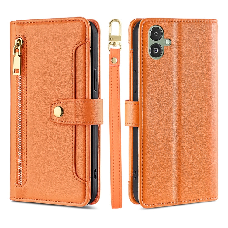 Sheep Texture Cross-body Zipper Wallet Leather Phone Case